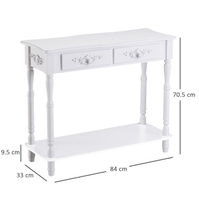 HOMCOM Wooden Console Table with Storage Shelf Two Drawers for Entryway White