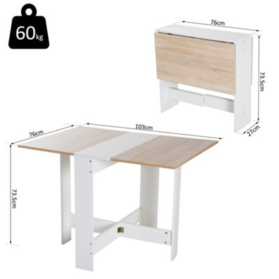HOMCOM Wooden Folding Dining Table Writing Desk Oak, White Home Office