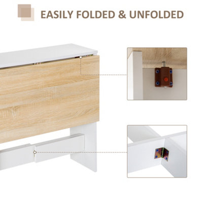 HOMCOM Wooden Folding Dining Table Writing Desk Oak, White Home Office