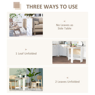 HOMCOM Wooden Folding Dining Table Writing Desk Oak, White Home Office