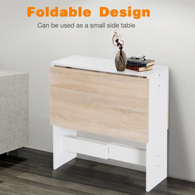 HOMCOM Wooden Folding Dining Table Writing Desk Oak, White Home Office