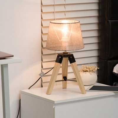 Wooden tripod table store lamp