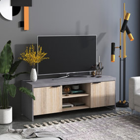 HOMCOM Wooden TV Stand Cabinet Home Furniture Entertainment Unit Storage Shelves
