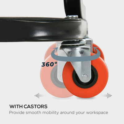 HOMCOM Workshop Stool, Rolling Mechanic Stool with 360 Degree Swivel, Red