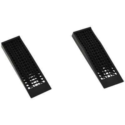 HOMCOMC 2 Pcs 70x20cm Thick Plastic Curb Ramps Anti-Slip Surface Tyre Friction