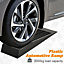 HOMCOMC 2 Pcs 70x20cm Thick Plastic Curb Ramps Anti-Slip Surface Tyre Friction