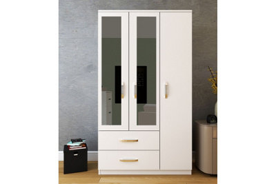 Home 3Door Wardrobe, White, 90x44x175 cm DIY at B&Q