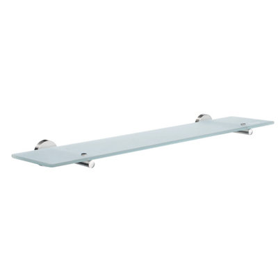HOME - Bathroom Frosted Glass Shelf with Brackets in Polished Chrome