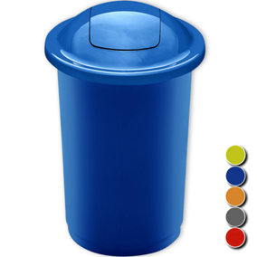 HOME CENTRE 50L Blue Plastic Recycling Flip Top Bin Container for Kitchen Office School