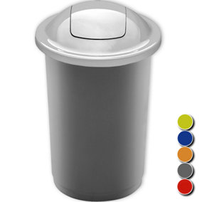 HOME CENTRE 50L Silver Plastic Recycling Flip Top Bin Container for Kitchen Office School