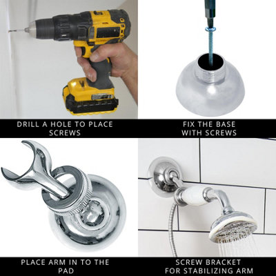 HOME CENTRE Adjustable 360 Degrees Chrome Shower Head Holder - 3