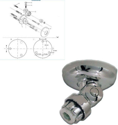Home Centre Angled Wall 25mm Diameter Shower Curtain Rail Adapter Rod Bath Bathroom Pole