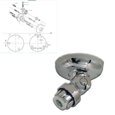 Home Centre Angled Wall 25mm Diameter Shower Curtain Rail Adapter Rod Bath Bathroom Pole - 3