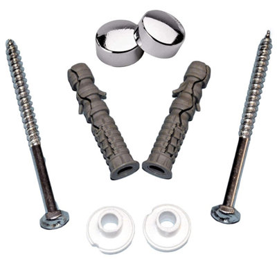 Home Centre Chrome Cap Toilet Bidet Anchor Bolts Set Pan Fix to Floor Kit Repair Fixings Fitting Screws