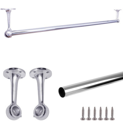 Home Centre Chrome Round Wardrobe Hanging Rail with Brackets Set 900mm Price Comparisons | Compare The Build