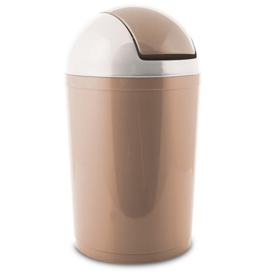 Home Centre Compact Plastic Swing Top Waste Bin 15 Litre Cappuccino House Office Bathroom Lobby