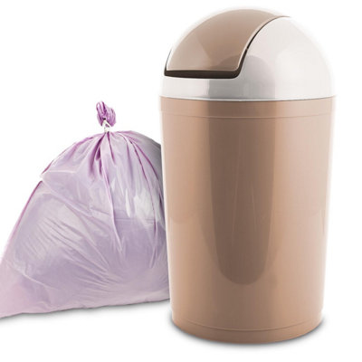 Home Centre Compact Plastic Swing Top Waste Bin 15 Litre Cappuccino House Office Bathroom Lobby - 6