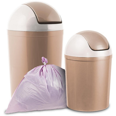 Home Centre Compact Plastic Swing Top Waste Bin 15 Litre Cappuccino House Office Bathroom Lobby - 7