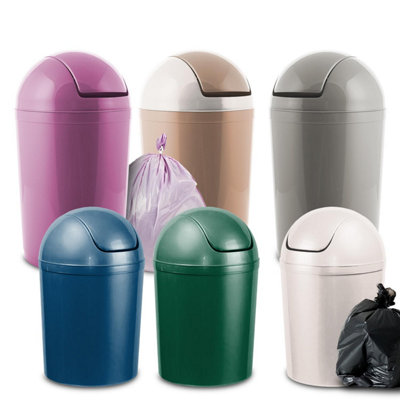 Home Centre Compact Plastic Swing Top Waste Bin 15 Litre Cappuccino House Office Bathroom Lobby - 5