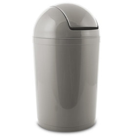 Home Centre Compact Plastic Swing Top Waste Bin 15 Litre Silver House Office Bathroom Lobby Dustbin