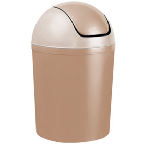 Home Centre Compact Plastic Swing Top Waste Bin 5 Litre Cappuccino House Office Bathroom Lobby Dustbin