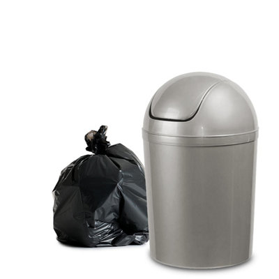 Home Centre Compact Plastic Swing Top Waste Bin 5 Litre Silver House Office Bathroom Lobby Dustbin - 6