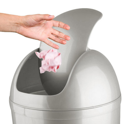 Home Centre Compact Plastic Swing Top Waste Bin 5 Litre Silver House Office Bathroom Lobby Dustbin - 7