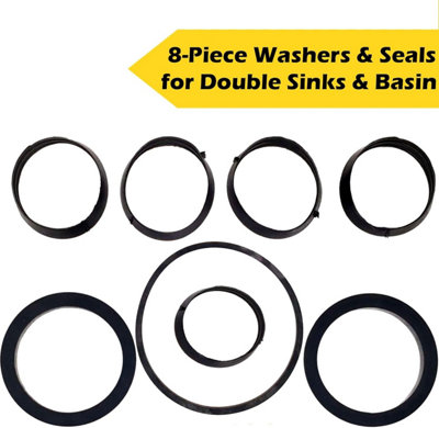 Home Centre Dual Sink Waste Pipe Seals Set Basin Bowl Washer Leak Repair Kit Bath DIY Syphon