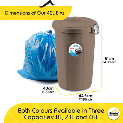 HOME CENTRE Indoor Outdoor Clip On Locking Lid Brown 46 Litre Plastic Waterproof Waste Bin - 3