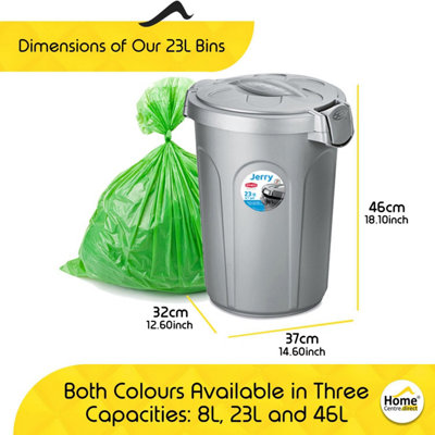 HOME CENTRE Indoor Outdoor Clip On Locking Lid Grey 23 Litre Plastic Waterproof Waste Bin - 3