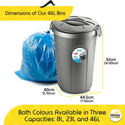 HOME CENTRE Indoor Outdoor Clip On Locking Lid Grey 46 Litre Plastic Waterproof Waste Bin - 3