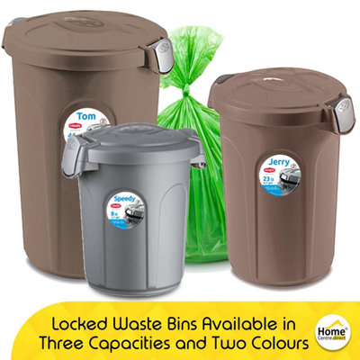 HOME CENTRE Indoor Outdoor Clip On Locking Lid Grey 46 Litre Plastic Waterproof Waste Bin - 4