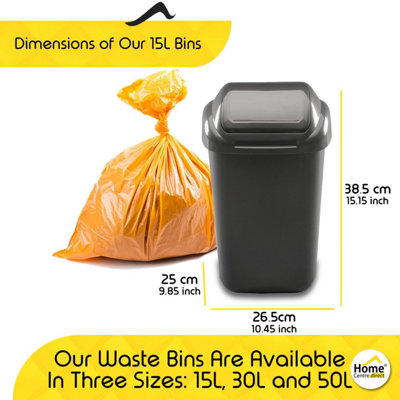 Home Centre Lift Top Classic Plastic Waste Bin 15 Litre Grapphite - 3