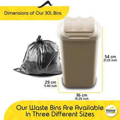 Home Centre Lift Top Plastic Waste Bin 30 Litre Cappuccino Kitchen Office School Work Recycling - 4