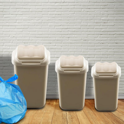 Home Centre Lift Top Plastic Waste Bin 30 Litre Cappuccino Kitchen Office School Work Recycling - 6
