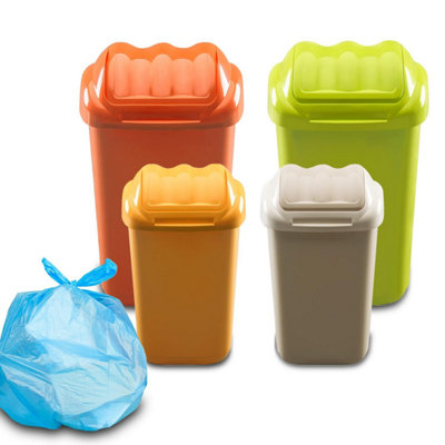 Home Centre Lift Top Plastic Waste Bin 30 Litre Cappuccino Kitchen Office School Work Recycling - 7