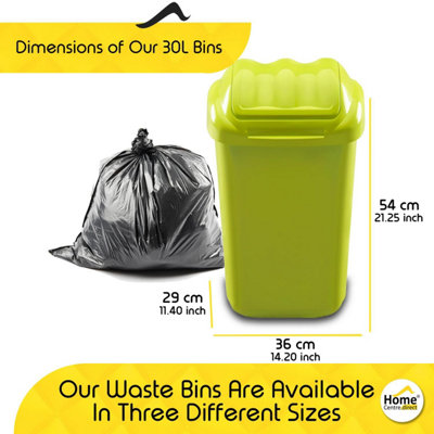 Home Centre Lift Top Plastic Waste Bin 30 Litre Green Kitchen Office School Work Recycling - 4