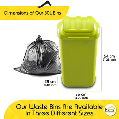 Home Centre Lift Top Plastic Waste Bin 30 Litre Green Kitchen Office School Work Recycling