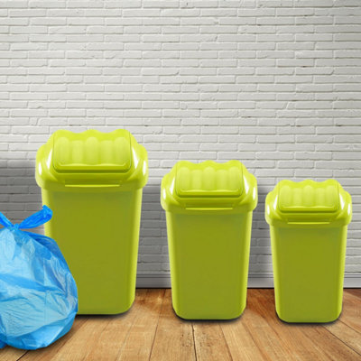 Home Centre Lift Top Plastic Waste Bin 30 Litre Green Kitchen Office School Work Recycling - 6