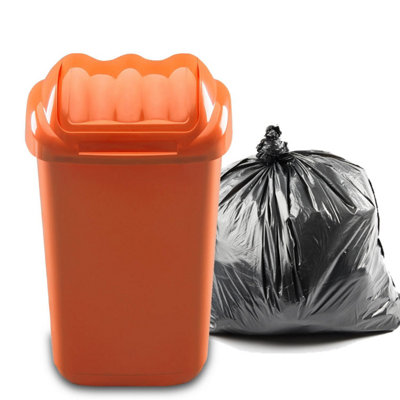 Home Centre Lift Top Plastic Waste Bin 30 Litre Orange Kitchen Office School Work Recycling