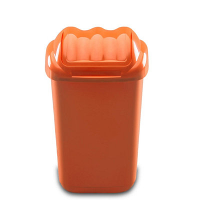 Home Centre Lift Top Plastic Waste Bin 30 Litre Orange Kitchen Office School Work Recycling