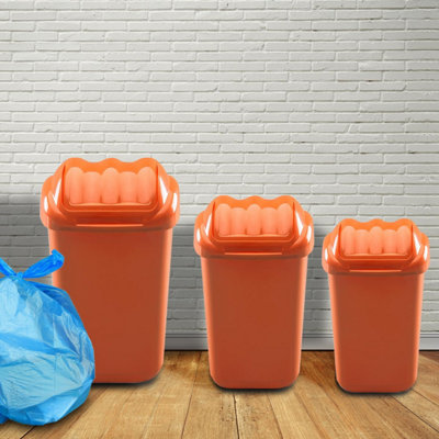 Home Centre Lift Top Plastic Waste Bin 30 Litre Orange Kitchen Office School Work Recycling - 6