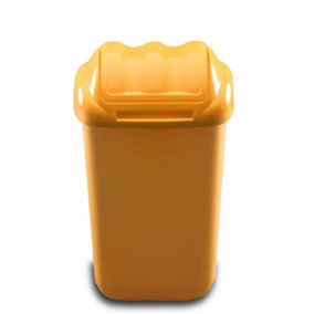 Home Centre Lift Top Plastic Waste Bin 30 Litre Yellow Kitchen Office School Work Recycling