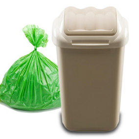 Home Centre Lift Top Plastic Waste Bin 50 Litre Cappuccino Kitchen Office School Work Recycling