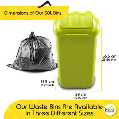 Home Centre Lift Top Plastic Waste Bin 50 Litre Green Kitchen Office School Work Recycling - 4