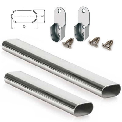 Home Centre Oval Tube Chrome Wardrobe Rail 1200mm