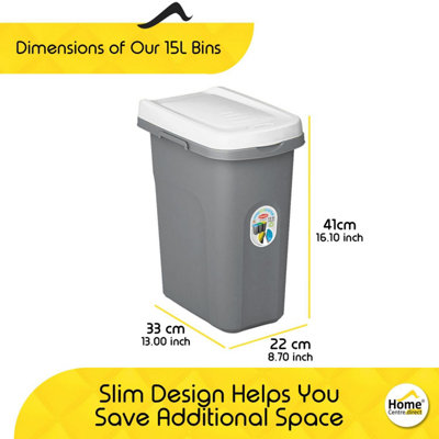 Home Centre Plastic Lift Top Lid Waste Bin Kitchen School 15 Litre White-Grey - 3
