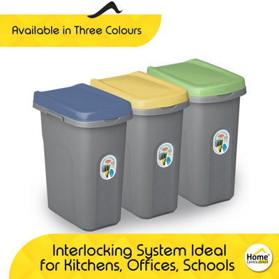 Home Centre Plastic Lift Top Lid Waste Bin Kitchen School 15 Litre White-Grey - 6
