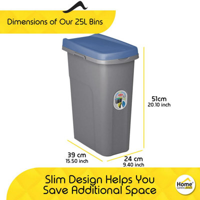 Home Centre Plastic Lift Top Lid Waste Bin Kitchen School 25 Litre Blue-Grey - 3