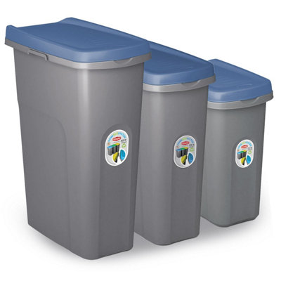 Home Centre Plastic Lift Top Lid Waste Bin Kitchen School 25 Litre Blue-Grey - 6